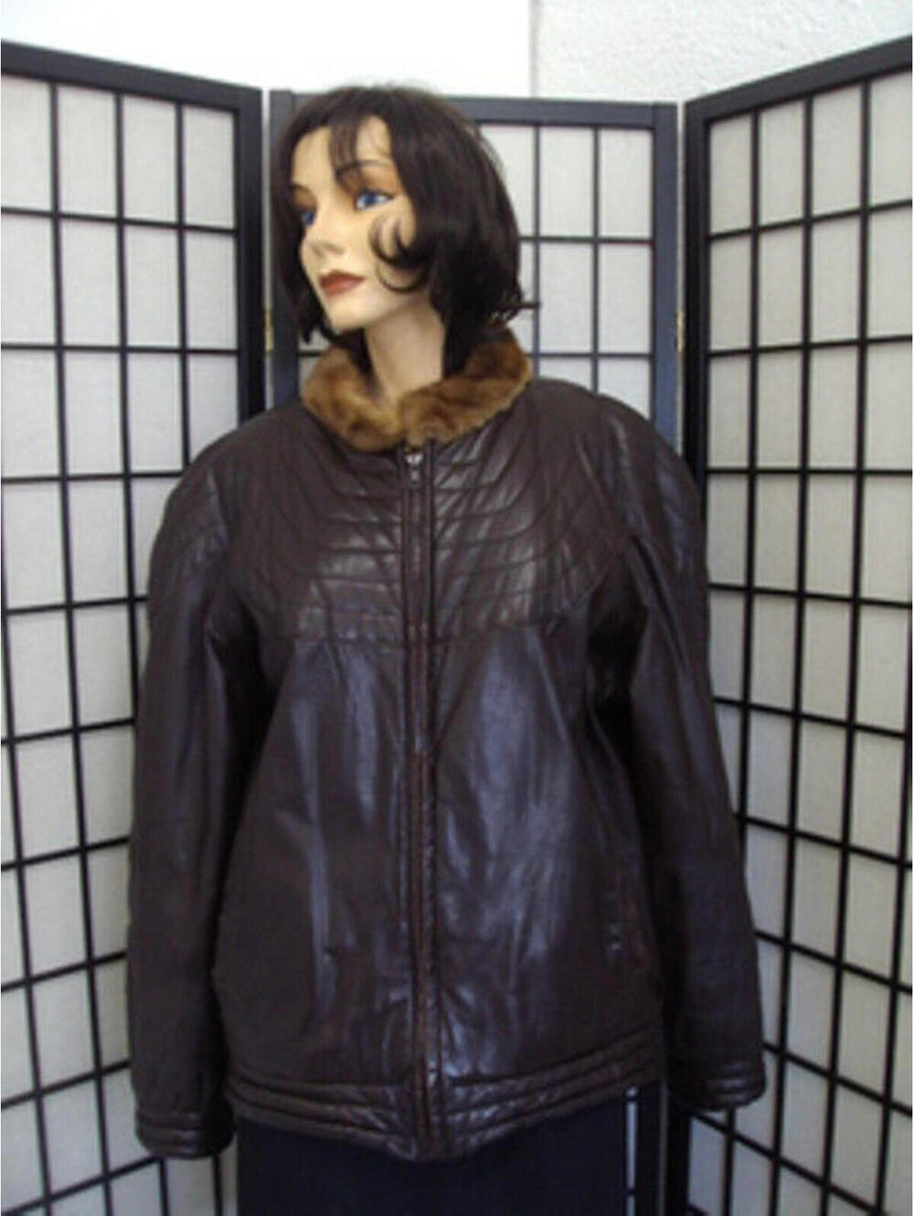 SLIGHTLY WORN: LEATHER & PASTEL MINK FUR JACKET COAT WOMEN WOMAN SIZE 6 small